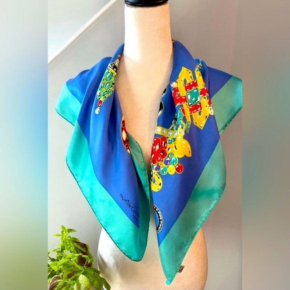 CARTIER PARIS, MUST De Silk Scarf RARE “My Diamonds & Rubies” Made In France - Picture 3 of 16